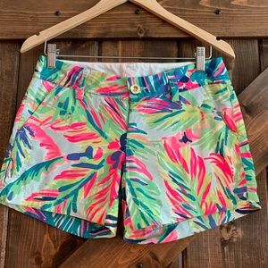 LILLY PULITZER Callahan Shorts Island Time Aqua Pink Palm Sz 0